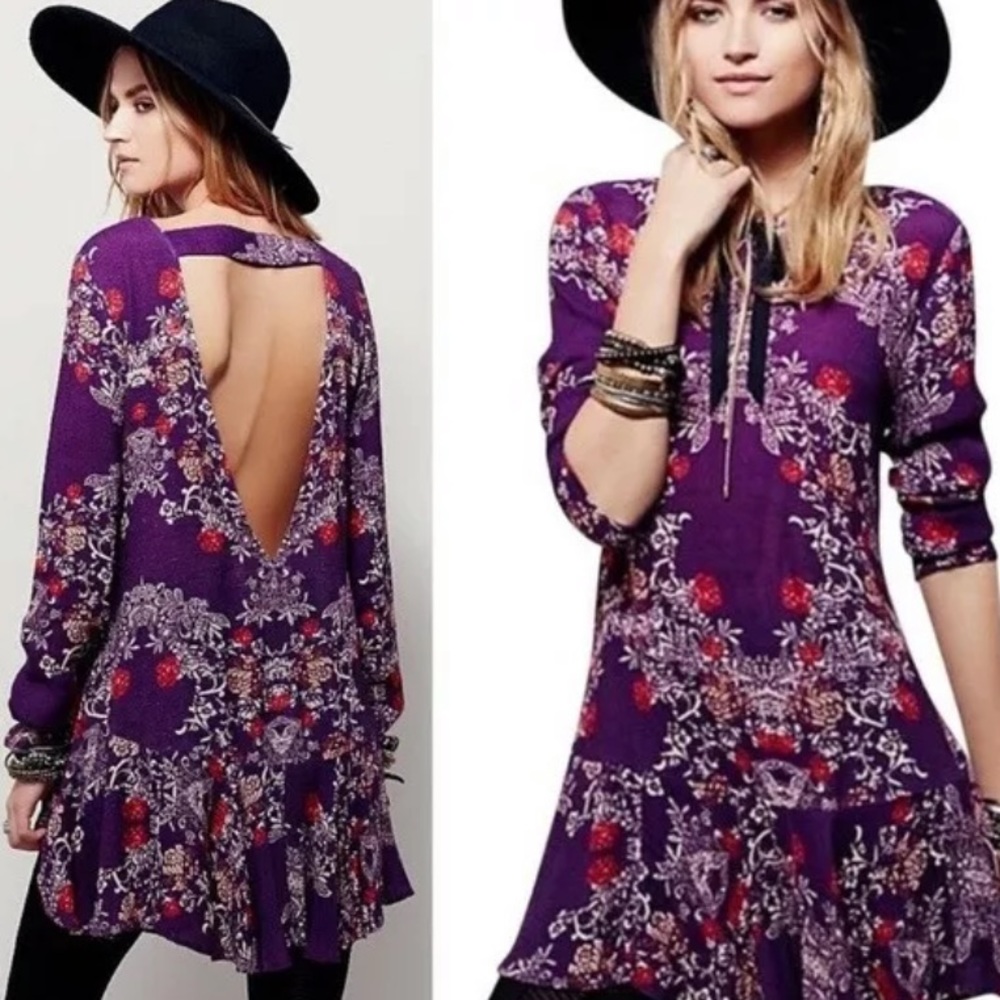 Free People Smooth Talker Floral Cutout Back Tunic